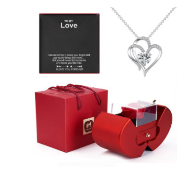 Red Apple Gift Necklace Eternal Rose Jewelry Box