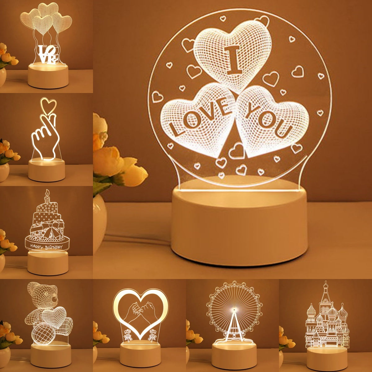 3D Lamp Acrylic USB LED Night Lights Neon Sign Gifts