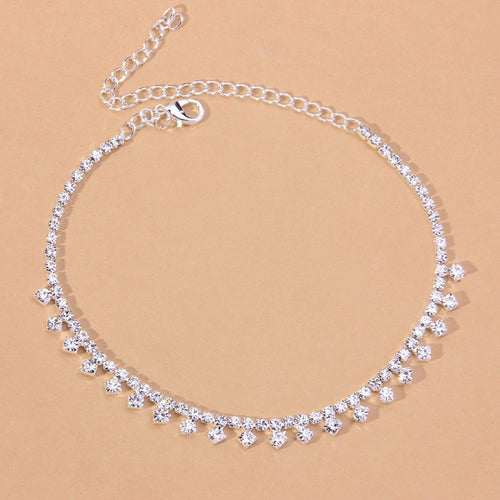 Rhinestone Water Drop Anklet Silver/Gold