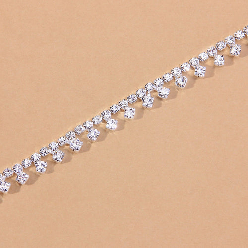 Rhinestone Water Drop Anklet Silver/Gold
