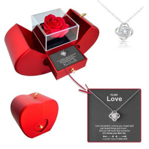 Red Apple Gift Necklace Eternal Rose Jewelry Box
