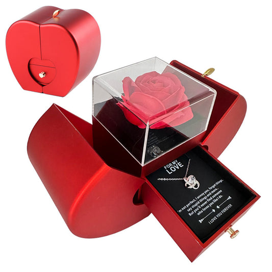 Red Apple Gift Necklace Eternal Rose Jewelry Box